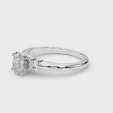Platinum Three-Stone Oval Cut Diamond Solitaire with Prong Setting and Classic Band
