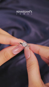 Platinum Asscher Cut Diamond Solitaire Engagement Ring with Round Band and Four-Prong Setting