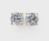 Yellow gold Cushion Cut Diamond Stud Earrings