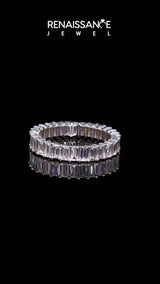 Silver Baguette cut diamond Eternity Band with Shared Prong Setting