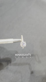 Yellow gold Emerald Cut Diamond Solitaire Engagement Ring with Pavé Band and Four-Prong Setting