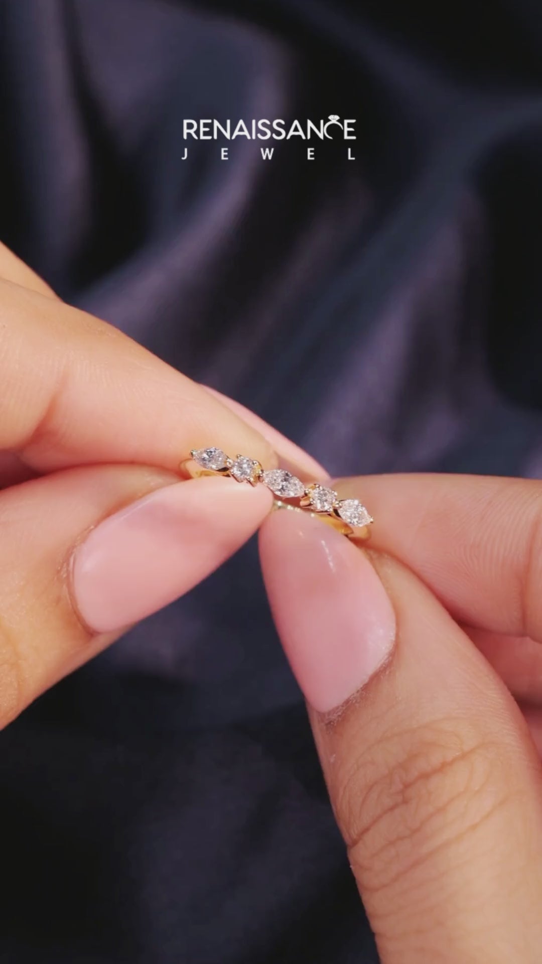 Yellow gold Prong Set Round Diamond Half-Eternity Band 3