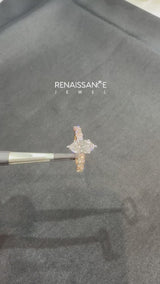 Rose gold Marquise Cut Diamond Side Stone Solitaire Ring with Round  and Four-Prong Setting