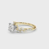 Yellow gold Round Solitaire Marquise Twist Band with Six-Prong Setting