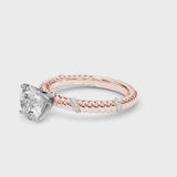 Rose gold Round Solitaire Twisted Band Prong Set Engagement Ring