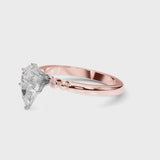 Rose gold Pear Solitaire Beaded Band with Four-Prong Setting