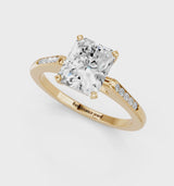 Yellow gold Radiant Cut Channel Set Solitaire Engagement Ring with Four-Prong Setting