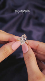 Yellow gold Marquise Diamond Solitaire with Pave Band and Six-Prong Setting