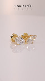 Yellow gold Marquise Cut Diamond Stud Earrings