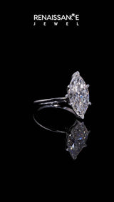 10K White Gold 1.56 Carat F VVS2 Marquise Solitaire Engagement Ring with Classic Band and Four-Prong Setting