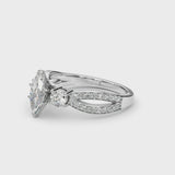 White gold Three-Stone Marquise Cut Diamond Twist Band with Prong Setting