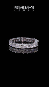 White gold Princess cut diamond Eternity Band with Shared Prong Setting