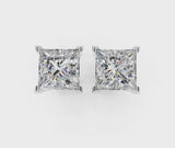 White gold Princess Cut Diamond Stud Earrings