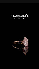 Rose gold Fancy Pink Pear Cut Diamond Solitaire Engagement Ring with Classic Band and Four-Prong Setting