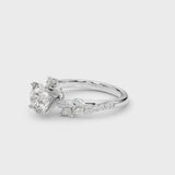 White gold Asscher Solitaire Marquise Twist Band with Six-Prong Setting