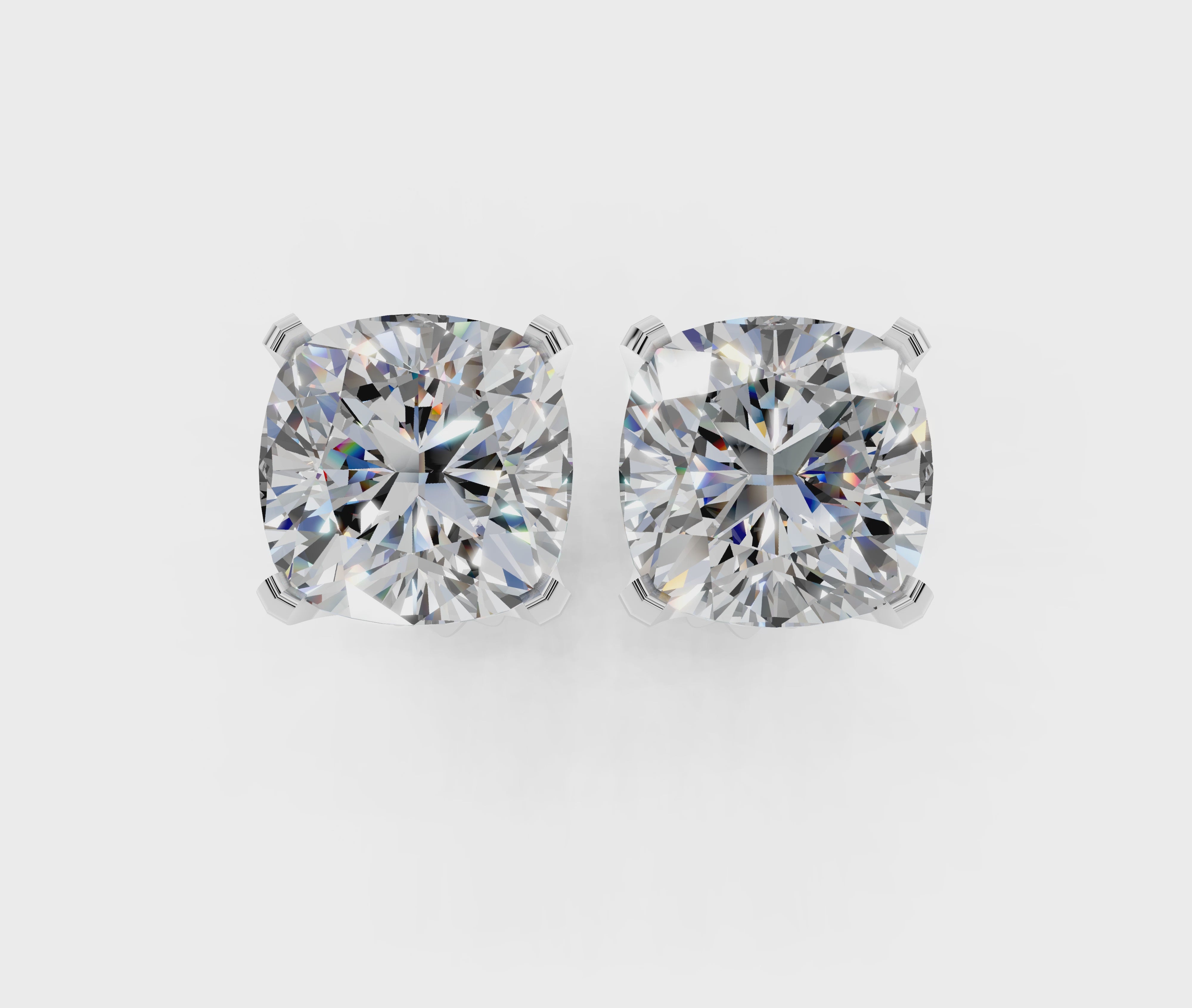 Silver Cushion Brilliant Diamond Stud Earrings 5