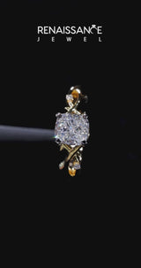 Yellow gold Cushion Cut Diamond Solitaire Ring with Twisted Band and Prong Setting