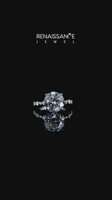 White gold Round Cut Diamond Prong Set Engagement Ring with Pavé Band