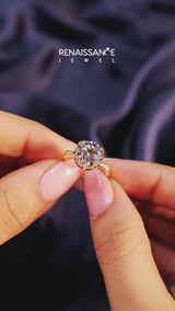 Yellow gold Round Solitaire Diamond Engagement Ring with Split Shank and Six-Prong Setting