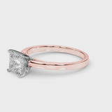 Rose gold Princess Solitaire Diamond Engagement Ring with Four-Prong Setting on a Classic Band