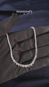 White gold Round Brilliant Graduated Diamond Tennis Necklace with Four-Prong Setting