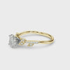 Yellow gold Oval Solitaire Leaf-Inspired Diamond Ring with Pavé Band and Four-Prong Setting 3