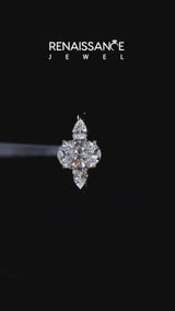 14K Yellow Gold Three-Stone 3.07 Carat F VS1 Oval Diamond Solitaire Ring with Pear Side Stones and Four-Prong Setting