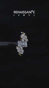 Yellow gold Radiant Solitaire Marquise Twist Band with Six-Prong Setting