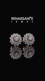 Rose gold Round Diamond Sunburst Stud Earrings