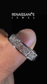 Silver Round Diamond Linear Channel Mens Band