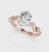 Rose gold Oval Solitaire Twisted Band with Prong Setting