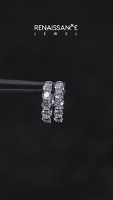 White gold Channel-Set Round Diamond Hoop Earrings