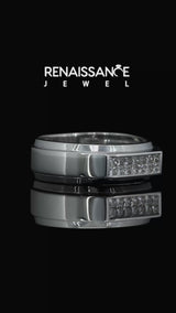 Silver Princess Diamond Pavé Panel Mens Band