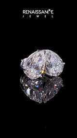 Silver Pear Cut Diamond Stud Earrings