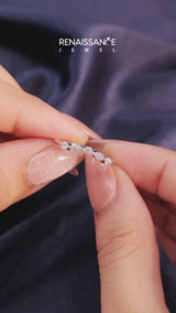 White gold Round and Marquise Diamond Half Eternity Band with Prong Setting