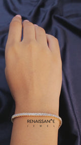 Yellow gold Princess Cut Diamond Tennis Bracelet with Channel Setting