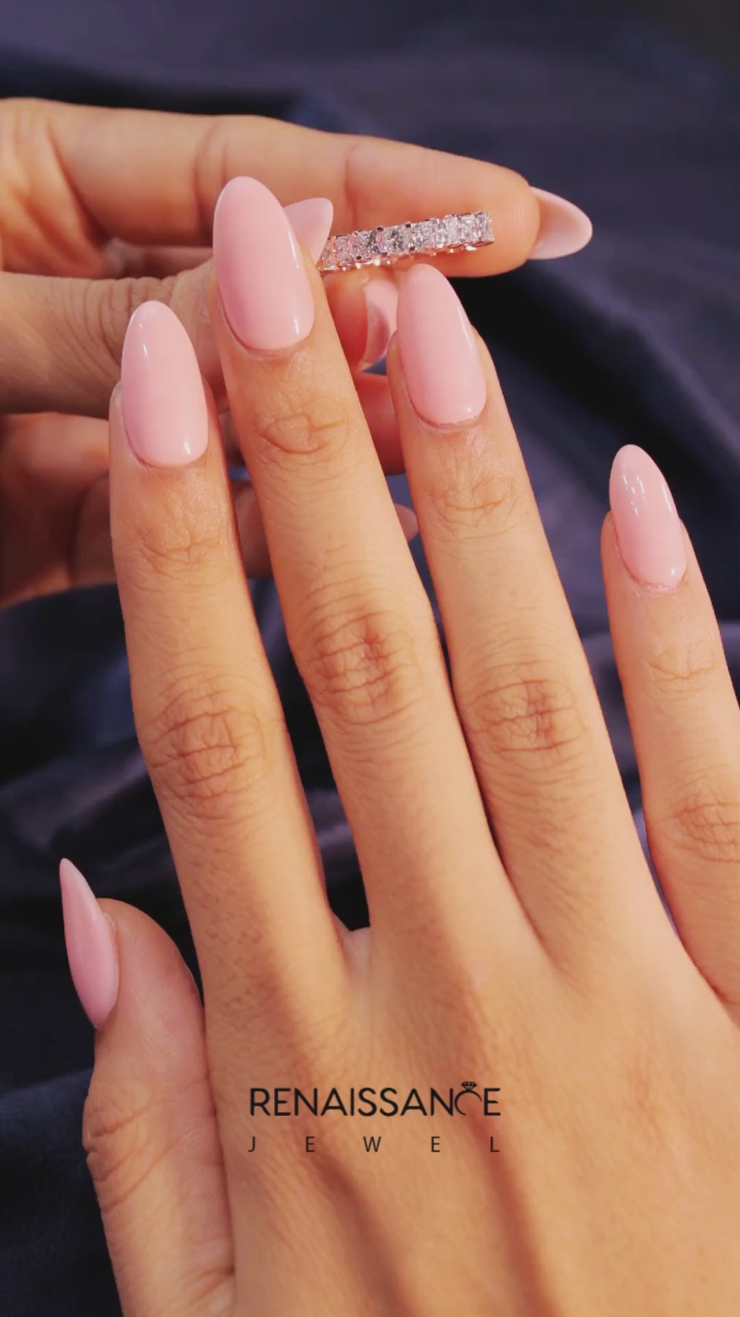 Rose gold Princess Cut Diamond Eternity Band with Channel Setting and Shared Prong 4