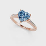 Rose gold Fancy Blue Heart  Cut Channel Set Solitaire Engagement Ring with Four-Prong Setting