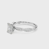Silver Radiant Solitaire Twisted Pave Band with Four-Prong Setting