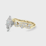 Yellow gold Marquise Cut Solitaire Diamond Twisted Band with Pave Setting