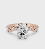 Rose gold Oval Solitaire Twisted Band with Prong Setting