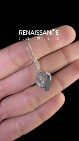 Silver Round Diamond Double Stone Channel Set Pendant