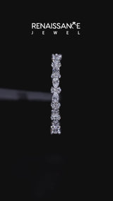 Silver Pear and Round Diamond Wedding Band