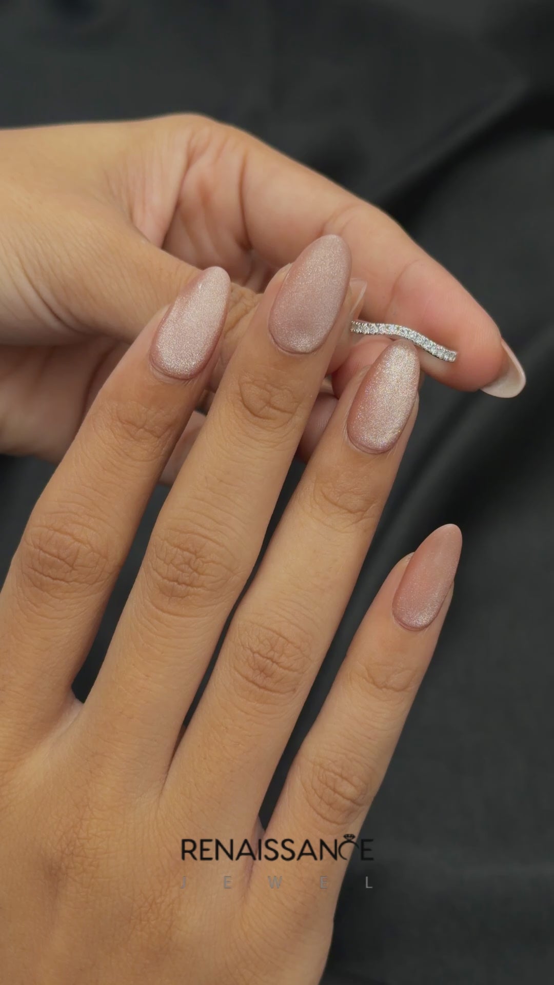 White gold Diamond Pavé Curved Wedding Band_14