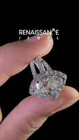 White gold Marquise Halo Split-Shank Diamond Ring with Prong Setting