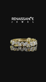 Yellow gold Marquise and Round Diamond Vine Eternity Band with Prong Setting