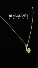 Yellow gold Round Diamond Bezel Set Swirl Pendant