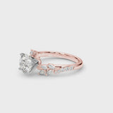 Rose gold Round Solitaire Marquise Twist Band with Six-Prong Setting