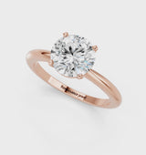 Rose gold Round Cut Diamond Solitaire Ring with Six-Prong Setting and Classic Band