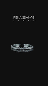 White gold Round Cut Diamond Pavé Eternity Band with Micro Prong Setting